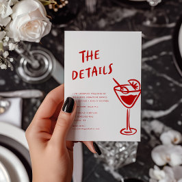 モダンファンキーレトロQRコードの結婚詳細 ノートカード