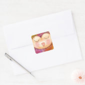 モダンファンキー眠いフクロウ絵画ミッド スクエアシール (封筒)