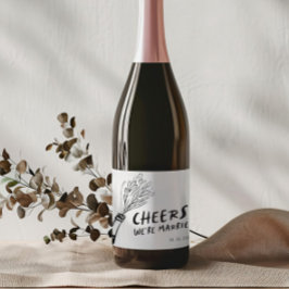 モダンファンキー結婚レトロ スパークリングワインラベル