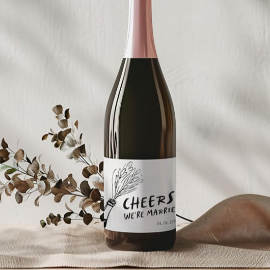 モダンファンキー結婚レトロ スパークリングワインラベル