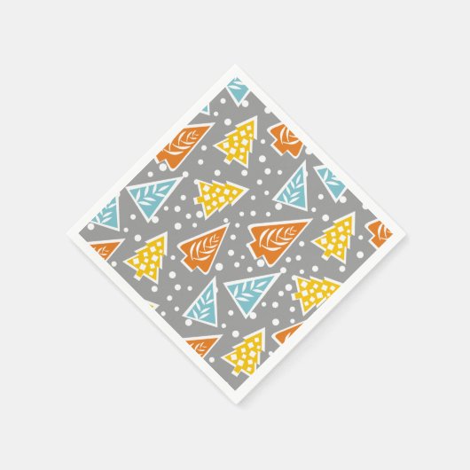 モダンファンキー,様式化されたクリスマスツリー スタンダードカクテルナプキン (角)