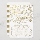 モダンファンシー金ゴールドブライダルシャワー 招待状 (正面/裏面)