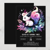 モダンファンタジー猫誕生日 招待状 (正面/裏面)