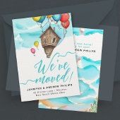 モダンファンタジー移動自宅の新しい住所の水色 案内状