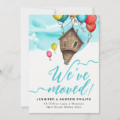 モダンファンタジー移動自宅の新しい住所の水色 案内状 (正面)