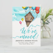 モダンファンタジー移動自宅の新しい住所の水色 案内状 (スタンド正面)