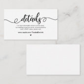 モダンファ素朴ーム、ブラック・フォント結婚、詳細 エンクロージャーカード (正面/裏面)