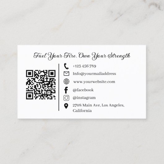 モダンフィットネスジムトレーナーソーシャルメディアQRコード 名刺 (裏面)