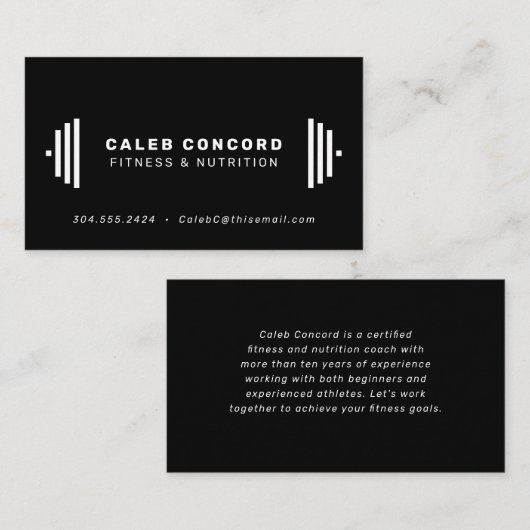 モダンフィットネストレーナーコーチシック黒 名刺 (正面/裏面)
