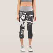 モダンフィットネストレーナーボディビルジムインストラクター カプリレギンス (正面)