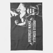 モダンフィットネストレーナーボディビルジムインストラクター キッチンタオル (縦)