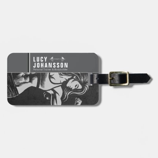 モダンフィットネストレーナーボディビルジムインストラクター ラゲッジタグ (正面横)