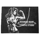 モダンフィットネストレーナーボディビルジムインストラクター ラージペーパーバッグ (正面)