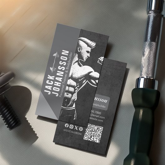 モダンフィットネストレーナーボディビルジムインストラクター 名刺