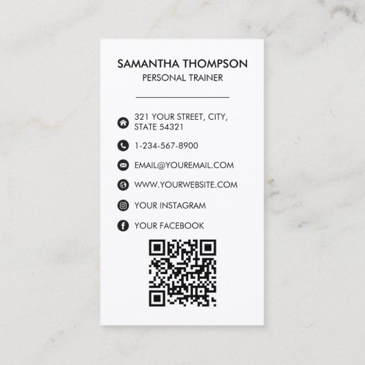 モダンフィットネスフルフォトソーシャルメディアのインフルエンサー 名刺 (裏面)