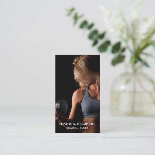 モダンフィットネスフルフォトソーシャルメディアのインフルエンサー 名刺 (スタンド正面)