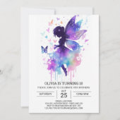 モダンフェアリーコア誕生日魔法 招待状 (正面)