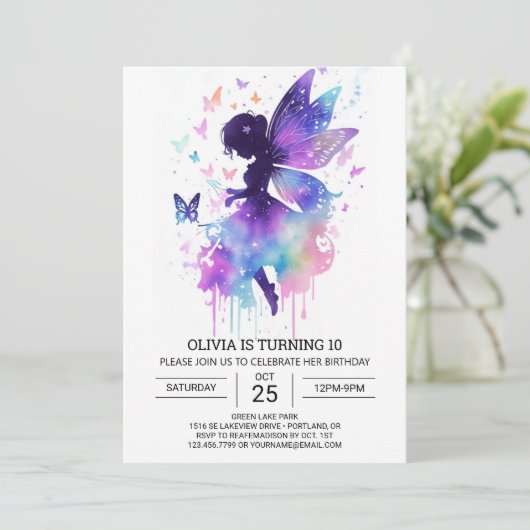 モダンフェアリーコア誕生日魔法 招待状 (スタンド正面)