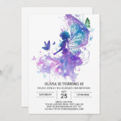 モダンフェアリーコア誕生日 招待状 (正面/裏面)