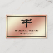 モダンフェイクエレガントバラゴールドフォイルドラゴンフライ 名刺 (正面)