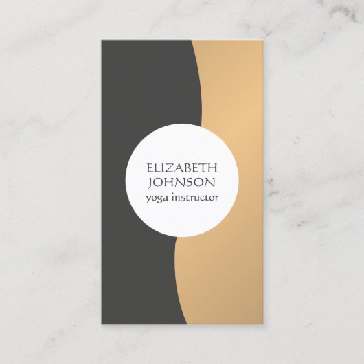 モダンフェイクエレガント金ゴールドグレイインストラクター 名刺 (正面)