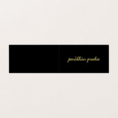 モダンフェイクエレガント金ゴールドスクリプト文字黒折り曲げ 名刺 (外部フラット)