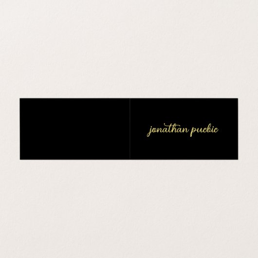 モダンフェイクエレガント金ゴールドスクリプト文字黒折り曲げ 名刺 (外部フラット)