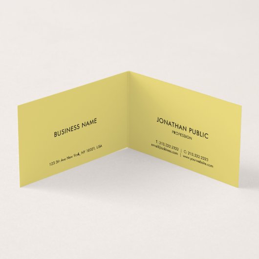 モダンフェイクエレガント金ゴールドスクリプト文字黒折り曲げ 名刺 (内部)