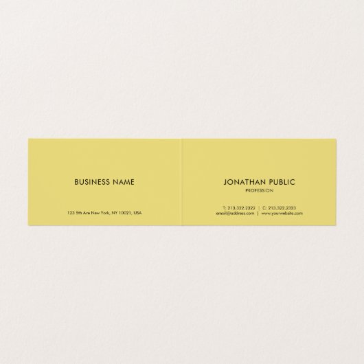 モダンフェイクエレガント金ゴールドスクリプト文字黒折り曲げ 名刺 (内部フラット)