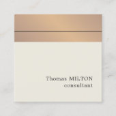 モダンフェイクエレガント金ゴールドストライプ員 スクエア名刺 (正面)