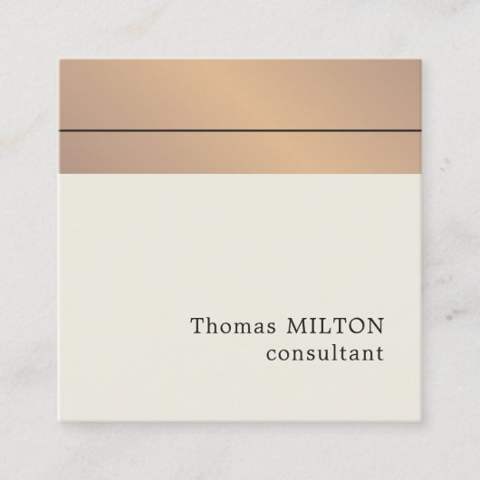 モダンフェイクエレガント金ゴールドストライプ員 スクエア名刺 (正面)