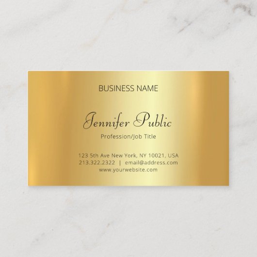 モダンフェイクエレガント金ゴールドハンドスクリプトテンプレート 名刺 (裏面)