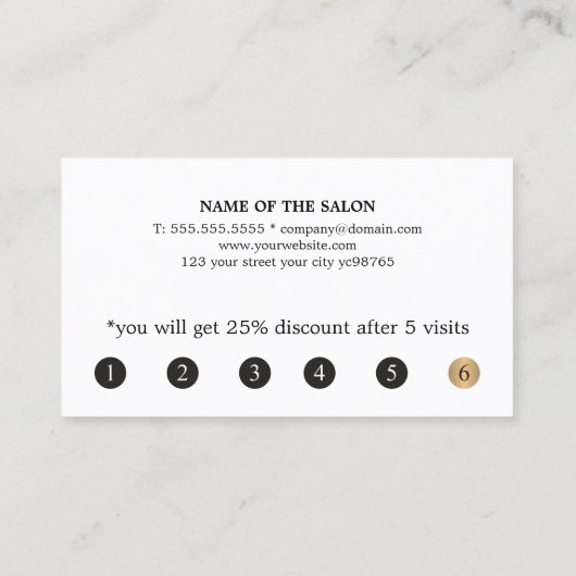 モダンフェイクエレガント金ゴールドハート美しいロイヤリティ ロイヤリティカード (裏面)