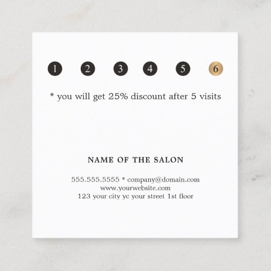 モダンフェイクエレガント金ゴールドハート美しいロイヤリティ ロイヤリティカード (裏面)