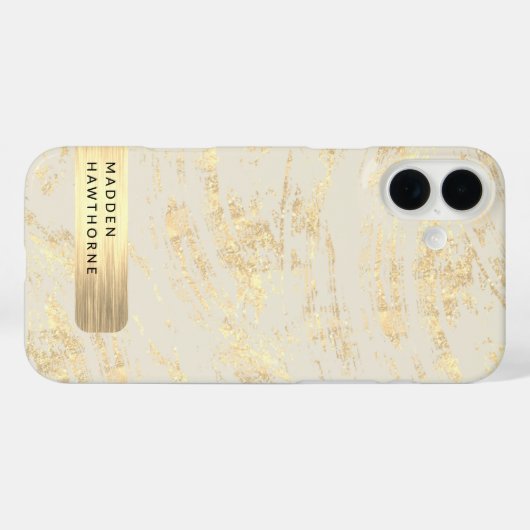 モダンフェイクエレガント金ゴールドブラッシュド金属箔シック Case-Mate iPhoneケース (裏面 (横))