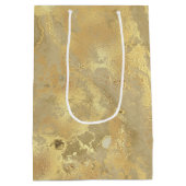 モダンフェイクエレガント金ゴールド水彩大理石パターン ミディアムペーパーバッグ (裏面)