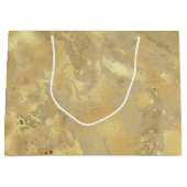 モダンフェイクエレガント金ゴールド水彩大理石パターン ラージペーパーバッグ (正面)