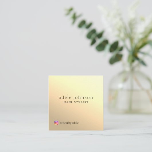 モダンフェイクエレガント金ゴールド美容師 スクエア名刺 (スタンド正面)