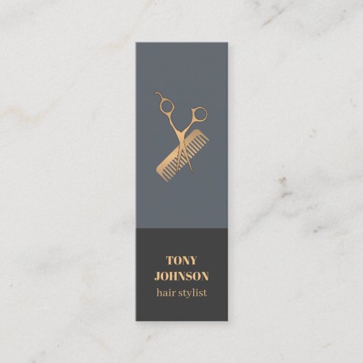 モダンフェイクエレガント金ゴールド スキニー名刺 (正面)