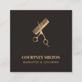 モダンフェイクエレガント金ゴールド スクエア名刺 (正面)