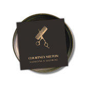 モダンフェイクエレガント金ゴールド スクエア名刺