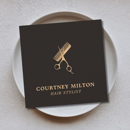 モダンフェイクエレガント金ゴールド スクエア名刺