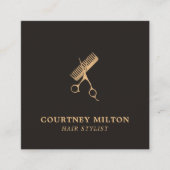 モダンフェイクエレガント金ゴールド スクエア名刺 (正面)