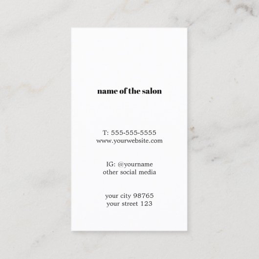 モダンフェイクエレガント銀はさみ櫛 名刺 (裏面)