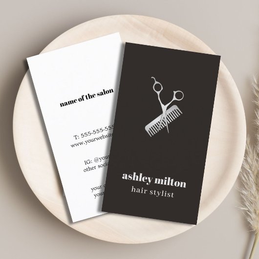 モダンフェイクエレガント銀はさみ櫛 名刺