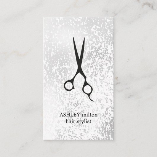 モダンフェイクエレガント銀美容師 名刺 (正面)