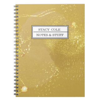 モダンフェイクグリッター名パーソナライズされた ノートブック