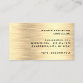 モダンフェイクシンプル金ゴールドブラッシュド仕上げメタル 名刺 (裏面)