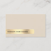 モダンフェイクシンプル金ゴールドブラッシュド仕上げメタル 名刺 (正面)