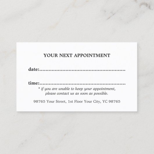 モダンフェイクシンプル銀美容師アポイントメント 予約カード (裏面)